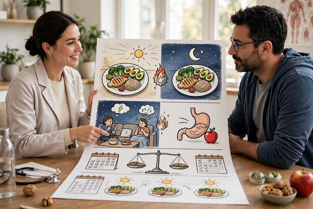 ¿COMER TARDE EN LA NOCHE ENGORDA MÁS QUE COMER LO MISMO EN EL DÍA?